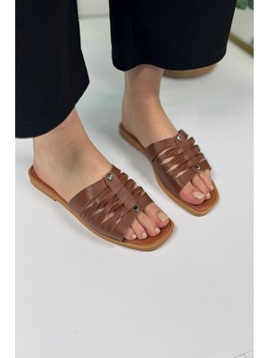 Nstil Günlük Küt Burun Kadın Terlik Bantlı Pedli Puf Yumuşak Taban Hafif Yazlık Çeyiz Bohça Misafir Ev 399