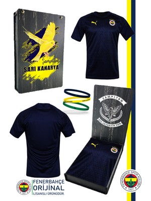 Fenerbahçe Orijinal Lisanslı A Takım Futbolcu Lacivert Antrenman Çocuk T-Shirt + Bileklik Set Özel Ahşap Kutulu