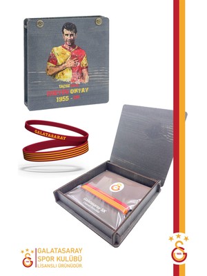 Galatasaray Orijinal Lisanslı Sarı Kırmızı 2'li Bileklik Metin Oktay Baskılı Hediyelik Ahşap Kutulu