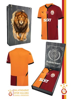 Galatasaray Orijinal Lisanslı 24/25 Parçalı Forma Aslan Baskılı Hediyelik Ahşap Kutulu