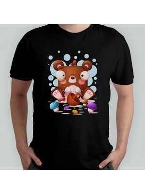 Pixxa Bear Ayı Ayıcık Mantar %100 Pamuklu Bisiklet Yaka T-Shirt Model 1