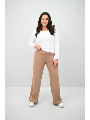 Koza Butik Kadın Büyük Beden Şeritli Tayt Pantolon 6321-25