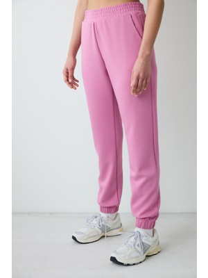 Penti Pembe Yüksek Bel Lastikli Paça Cepli Silky Touch Eşofman Altı