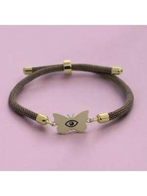 Archin Kelebek Figürlü 14 Ayar Altın Plakalı Semboller Desenli Şahane Bileklik