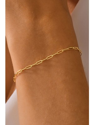 Moom Mücevherat 14 Ayar Altın Ince Ataç Bileklik