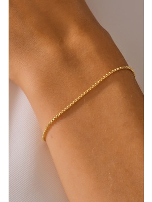 Moom Mücevherat 14 Ayar Altın Örme Zincir Bileklik