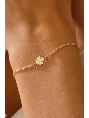 Moom Mücevherat 14 Ayar Altın Yonca Bileklik