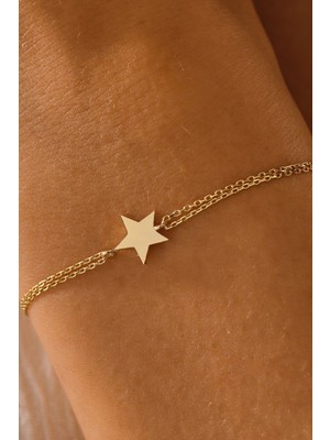 Moom Mücevherat 14 Ayar Altın Yıldız Bileklik