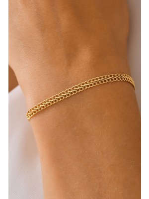 Moom Mücevherat 14 Ayar Altın Viyana Örme Bileklik