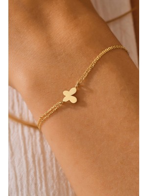 Moom Mücevherat 14 Ayar Altın Kelebek Bileklik