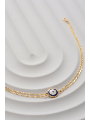 Moom Mücevherat 14 Ayar Altın Mineli Nazar Bileklik