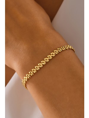 Moom Mücevherat 14 Ayar Altın Hasır Örme Bileklik