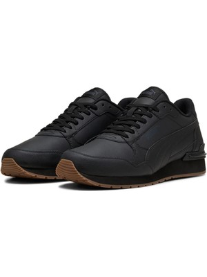 Puma St Runner V4 L Erkek Spor Ayakkabı Günlük Kullanım için Siyah Suni Deri Kaydırmaz Taban
