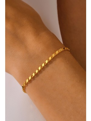 Moom MÜCEVHERAT14 Ayar Altın Halep Pullu Bileklik