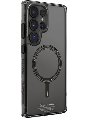 Galaxy S25 Ultra Uyumlu  Kılıf Magsafe Uyumlu Şeffaf Airbag Tasarımlı Skinarma Saido Kapak Siyah