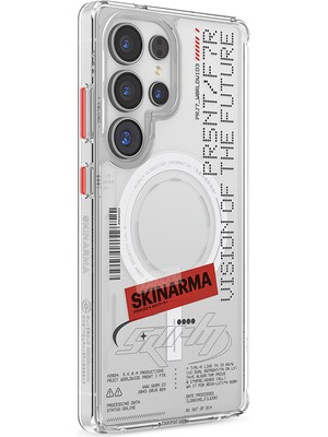 Galaxy S25 Ultra Uyumlu Kılıf Skinarma Magsafe Uyumlu Yazı Desenli Airbag Tasarımlı Orion Kapak Şeffaf
