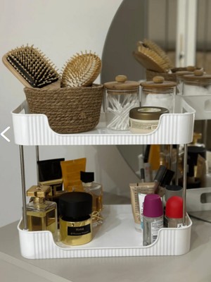 Miapadella 2 Katlı Banyo Mutfak Ofis ve Makyaj Düzenleyici Çok Amaçlı Masa Organizer