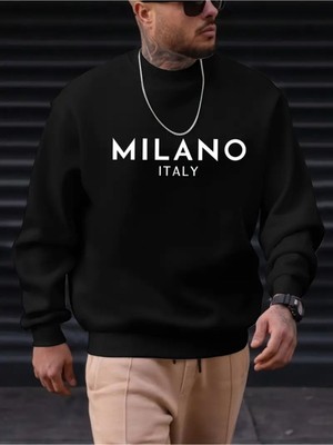 Sweatshirt Milano Baskılı Şardonlu ve Pamuklu Yumuşak Kalın Ürün