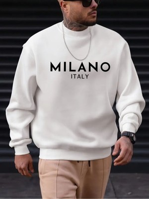 Sweatshirt Milano Baskılı Şardonlu ve Pamuklu Yumuşak Kalın Ürün