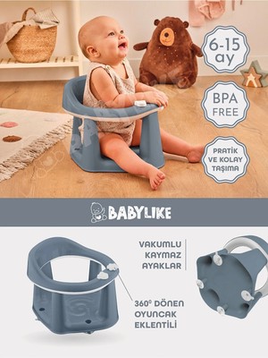 Babylike Vakumlu Ergonomik Banyo Oturağı 6-15 Ay Bebekler İçin 33,5x31,6x25 cm