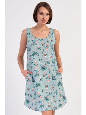 Kadın Kalın Askı Yeşil Tunik C1T9N3O804