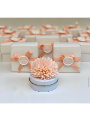 İlya Design Söz Nişan Nikah Bebek Hediyelik Kutulu Çiçek Süslemeli Teneke Mum 10 adet