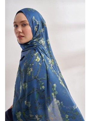 Armanda Vual Almond Bloom Desen Şal 04464-İNDIGO