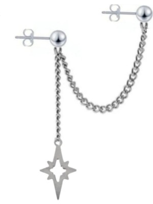 2'li Kuzey Yıldızı Sallantılı Zincirli Top Küpe