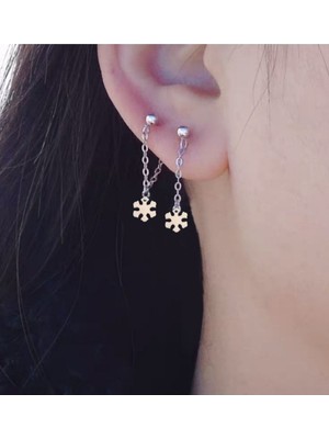 Takıconcept Kar Tanesi Sallantılı 2'li Zincir Küpe