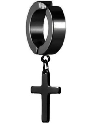 Takıconcept Deliksiz Sıkıştırma Cerrahi Çelik Haç Figürlü Unisex Halka Küpe
