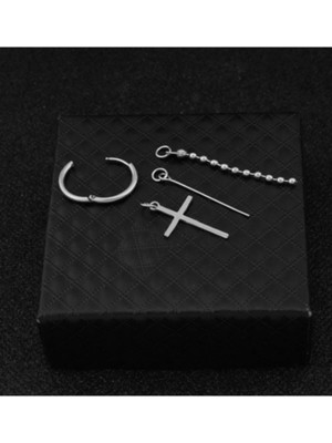 Takıconcept Bts Punk Haç Sallantılı Çelik Küpe (Delikli Kulak İçin)