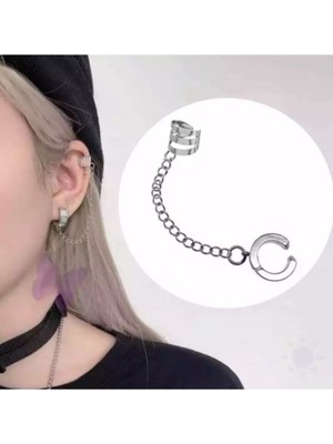 Takıconcept Harajuku Gothic Punk Zincirli Sıkıştırmalı Wrap Küpe