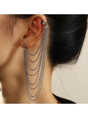 Takıconcept Üstten Deliksiz Zincirli Kulak Aksesuarı