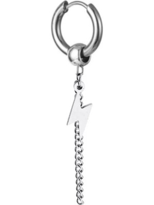 Takıconcept Şimşek Sallantılı Zincirli Çelik Küpe