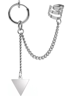 Ikisi Deliksiz Sıkıştırmalı 2li Üçgen Küpe