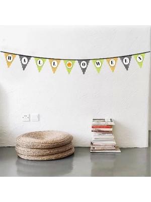 Cadılar Bayramı Kabak Temalı Halloween Yazılı Banner Süs Flama 3 Metre