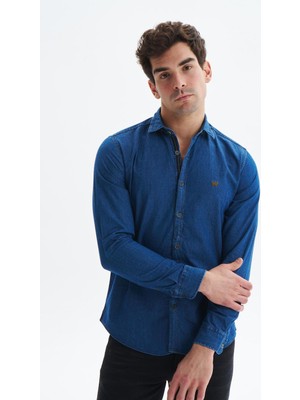 Arma Erkek Denim Jean Slim Fit / Dar Kesim Kot Dokuma Gömlek K9GKD1069