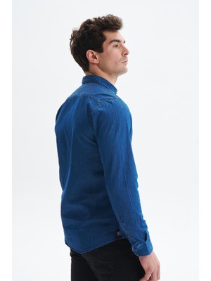 Arma Erkek Denim Jean Slim Fit / Dar Kesim Kot Dokuma Gömlek K9GKD1069