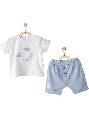 Akm Life AC25608 Ocean Is My Happy Place 2'li Bebe Takım Blue