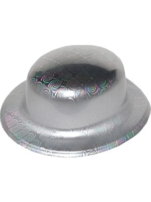 Exporanto Gümüş Renk Hologramlı Plastik Yuvarlak Melon 27 x 24  cm