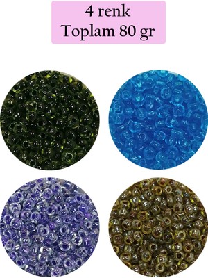 Just Cheap Store Dökme Cam Kum Boncuk (8/0) 3 mm - 4 Renk - Toplam 80 Gram - BNC425