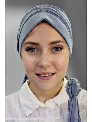 Tezzgelsin Kadın Lüks Sandy Kumaş Bağlamalı Pileli Tesettür Bone Şal