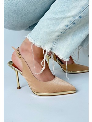 Kazax Kalyt Nude Cilt Topuklu Ayakkabı