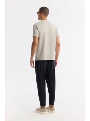 AVVA Erkek Gri Bisiklet Yaka Baskılı Bi-Stretch İnterlok Regular Fit T-Shirt A51Y1072