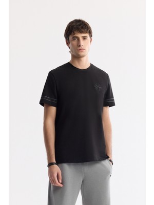 AVVA Erkek Siyah Bisiklet Yaka Pamuklu 2 İplik Regular Fit T-Shirt A51Y1163