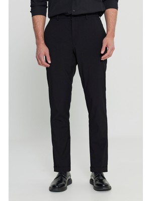 Slim Fit Dar Kesim Beli Lastikli Yan Cep Esnek Casual Pantolon