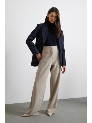 Yüksek Bel Geniş Paça Pantolon Vizon