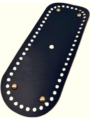 Angel Çanta Aksesuar Gerçek Deri Lacivert 30X12 cm Oval Light Gold Metalli Çanta Tabanı