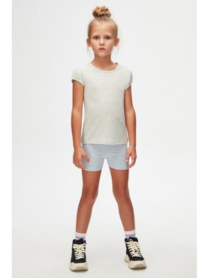 Ay Grisi Basic Kız Çocuk Sıfır Yaka Karpuz Kol Tişört