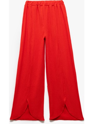 Koton Yırtmaç Detaylı Beli Lastikli Dokulu Palazzo Pantolon